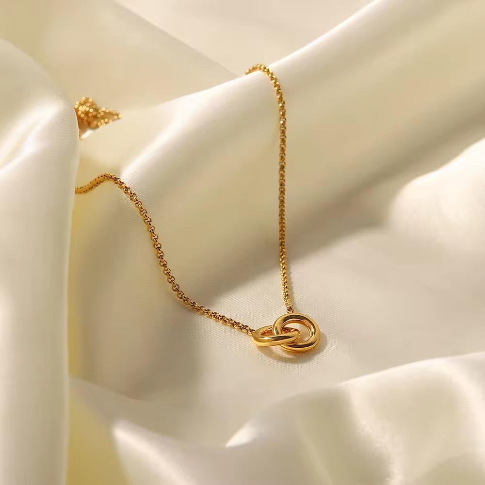 Small Double Gold Ring Chain Necklace
