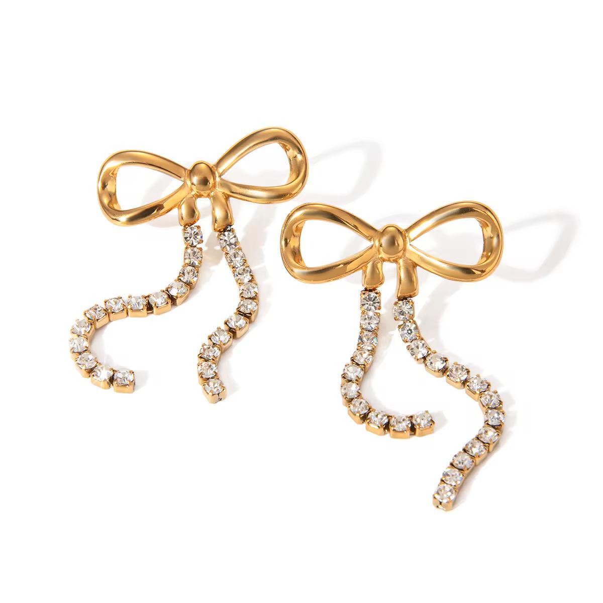 18k Gold Bow Studs Earrings