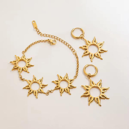 18k Gold Sun Chain Bracelet