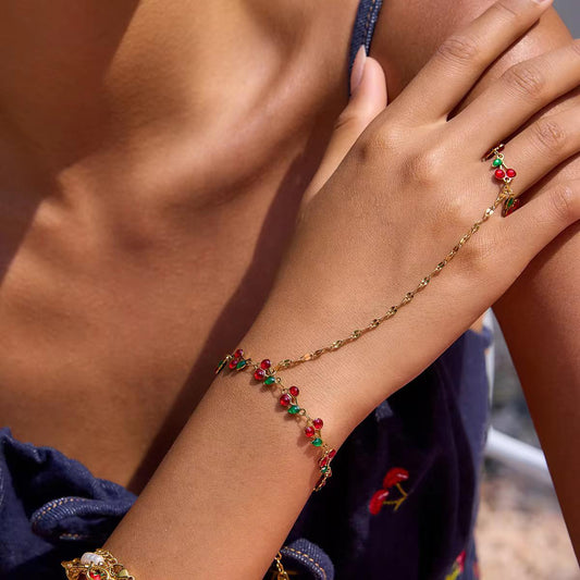 Cherry Finger Hand Chain Bracelet