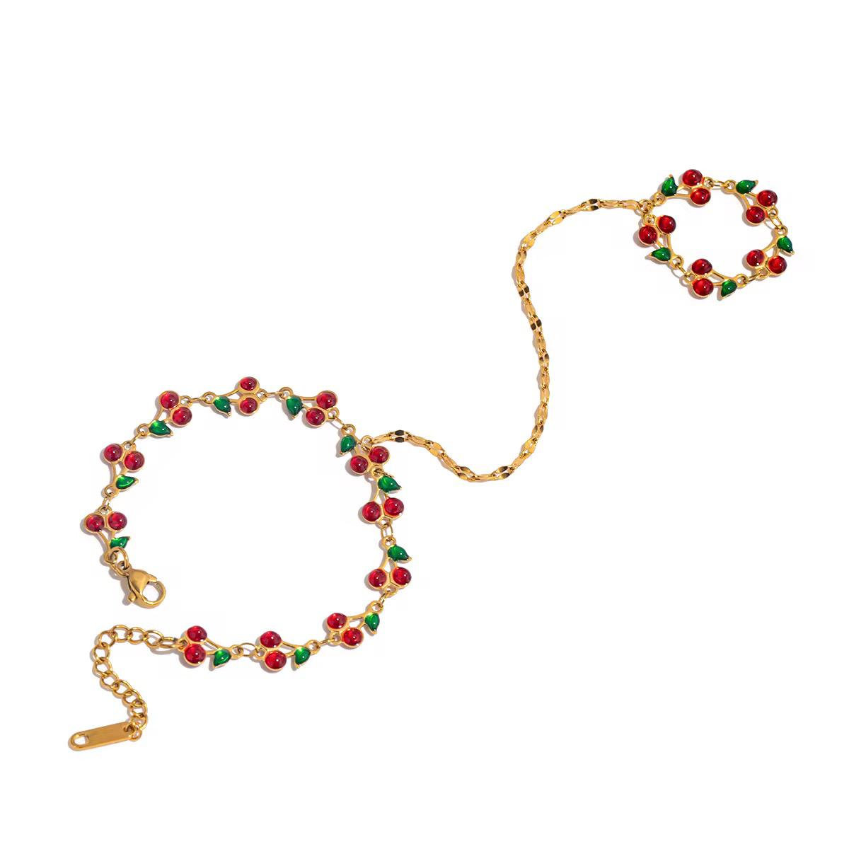 Cherry Finger Hand Chain Bracelet