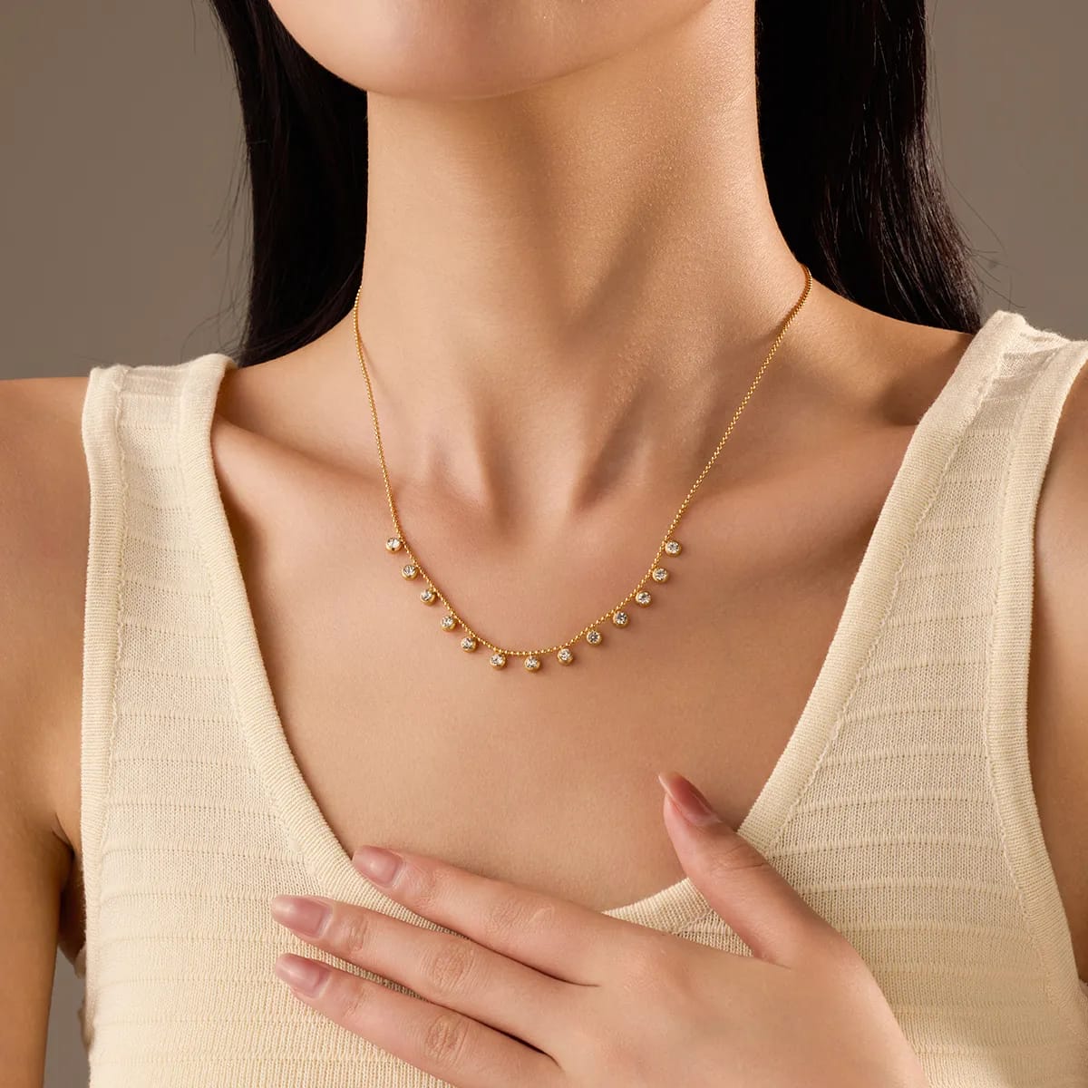 Dainty Stone Chain Necklace