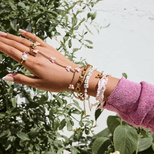 Bow Charm Pink Band Bracelet