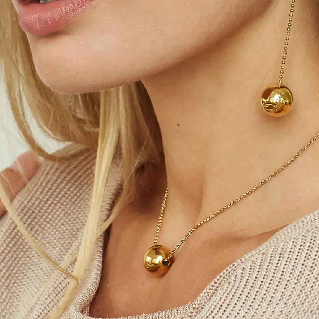 Gold Boll Pendant Necklace
