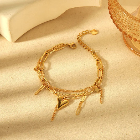 Heart Double Chain Bracelet