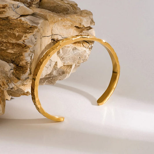 Textured Gold Open Bracelet