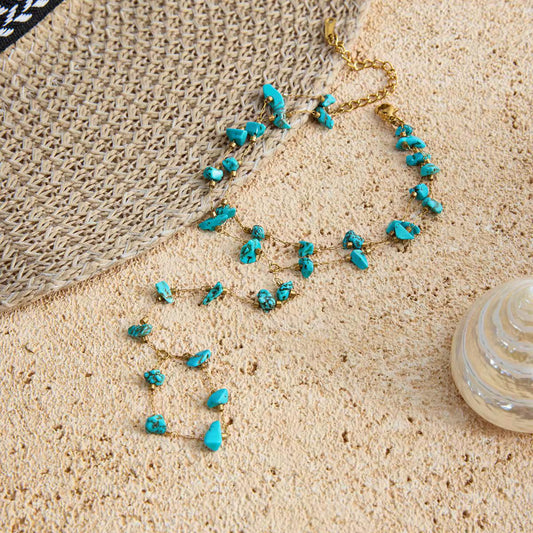 Blue Stone Finger Wrist Bracelet