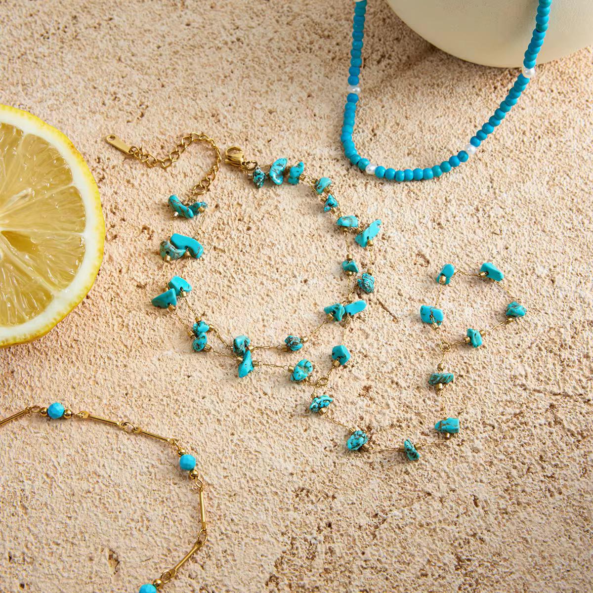 Blue Stone Finger Wrist Bracelet