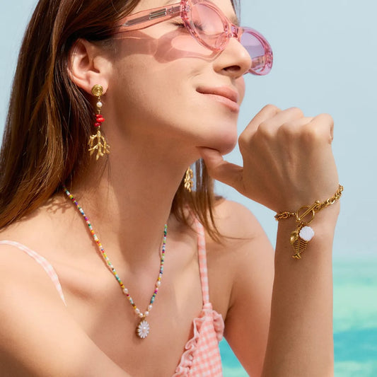 Red Coral Drop Earring