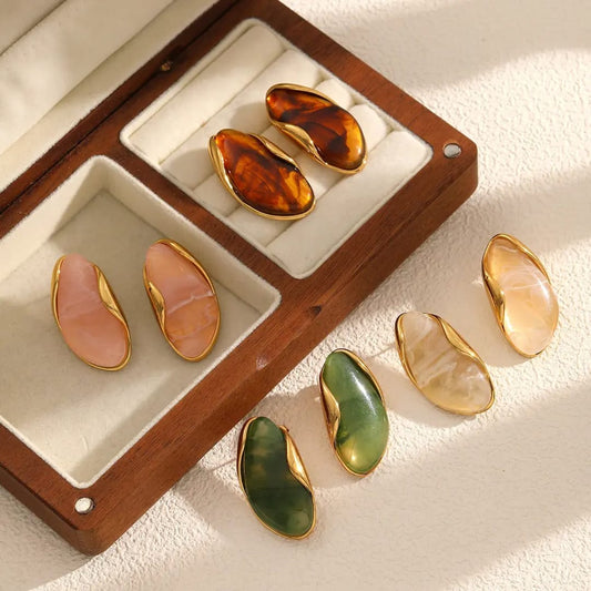 Resin Stone Studs Earring