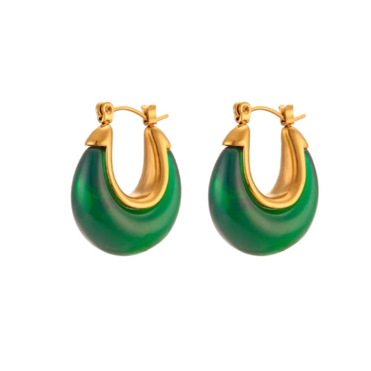 Green Hoop Earrings
