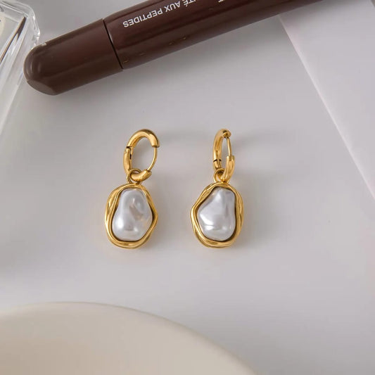 Baroque Pearl Hoop Earrings