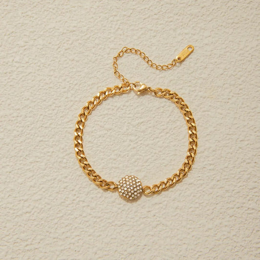 AD Studded Gold Chain Bracelet