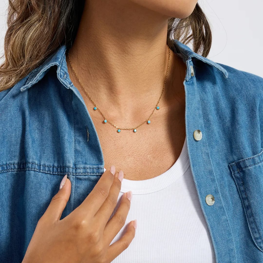 Turquoise Dainty Chain Necklace