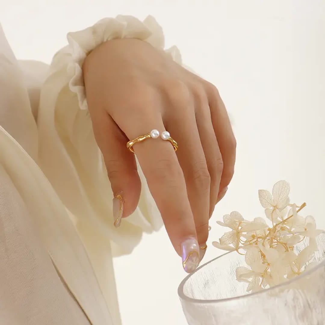 18k Gold Plated Pearl Ring