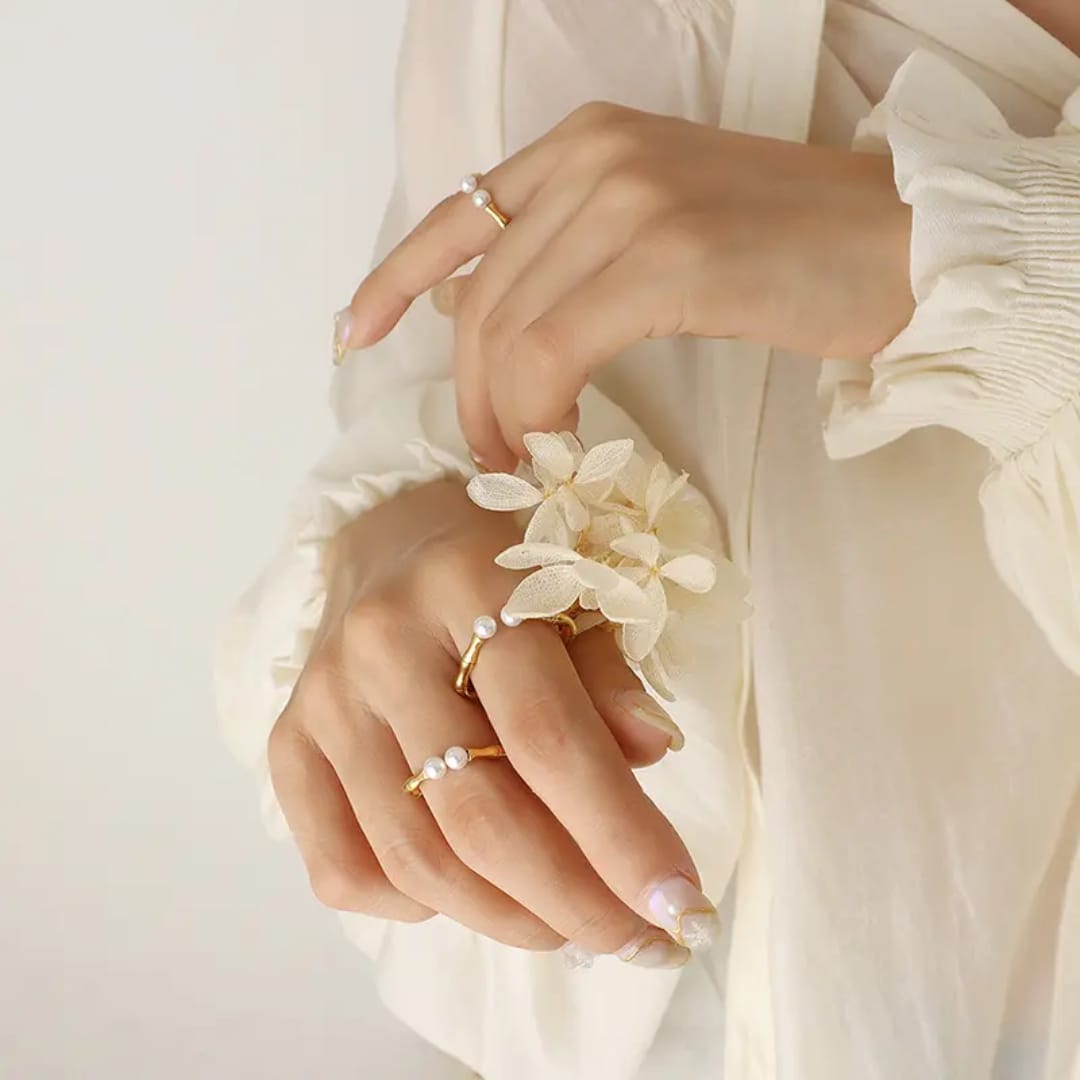 18k Gold Plated Pearl Ring