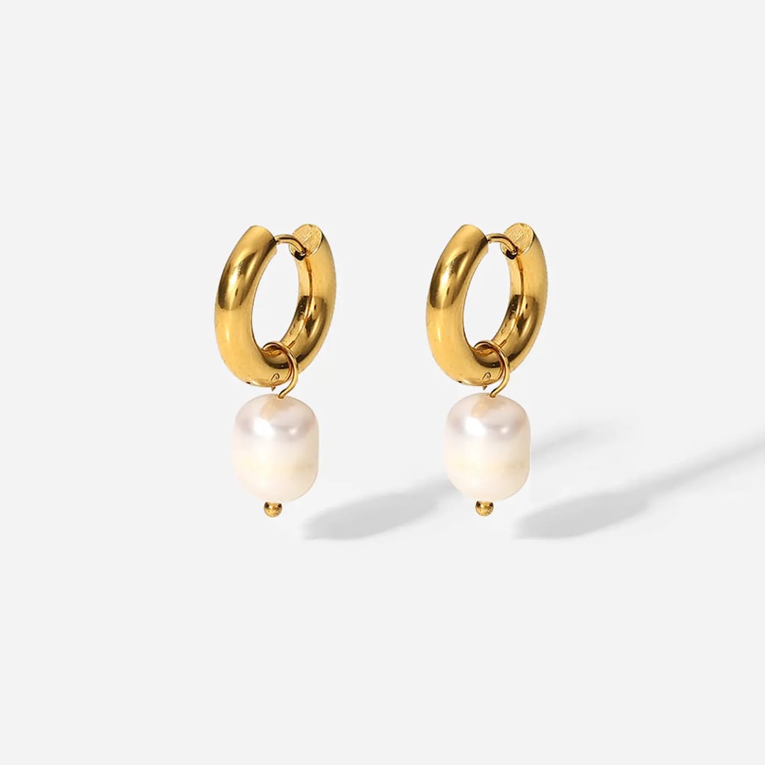 Pearl Gold Hoop Earring