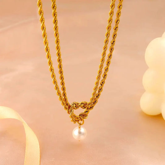 Pearl Solid Chain Necklace