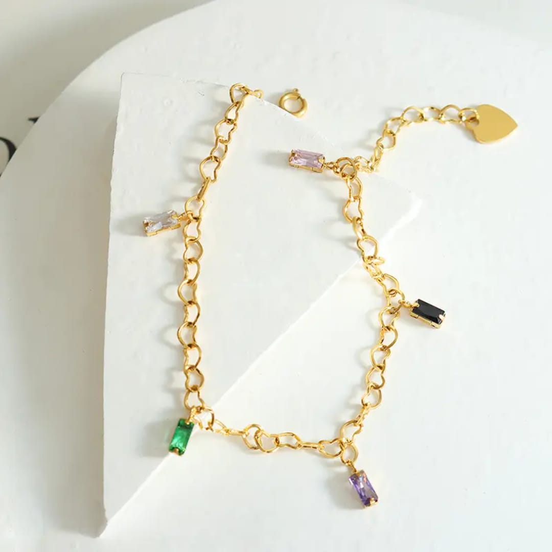 Multicolor Charm Chain Bracelet