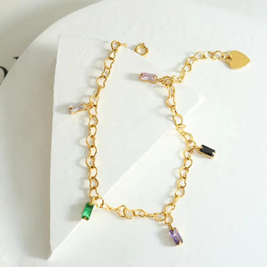 Multicolor Charm Chain Bracelet