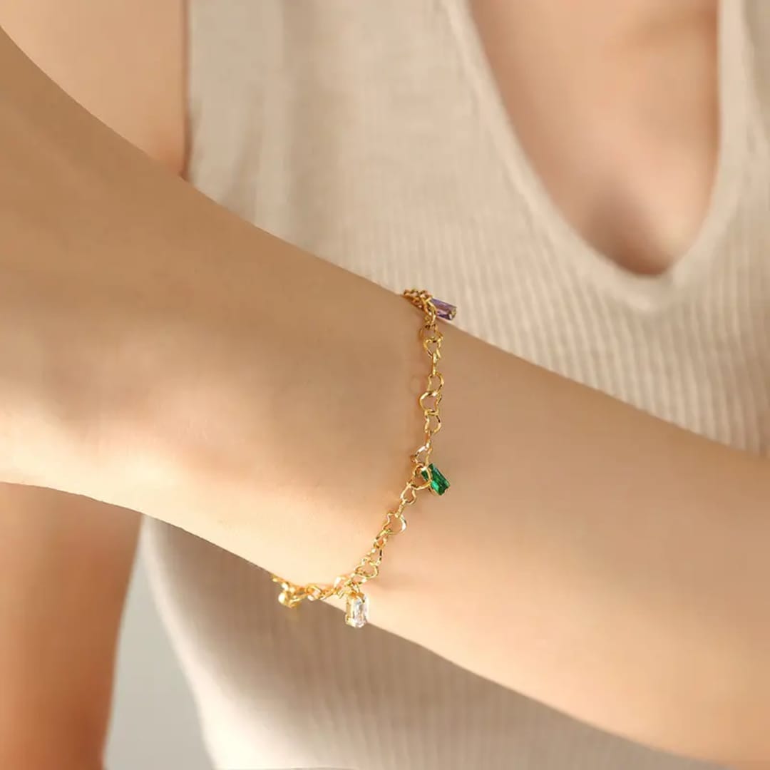 Multicolor Charm Chain Bracelet