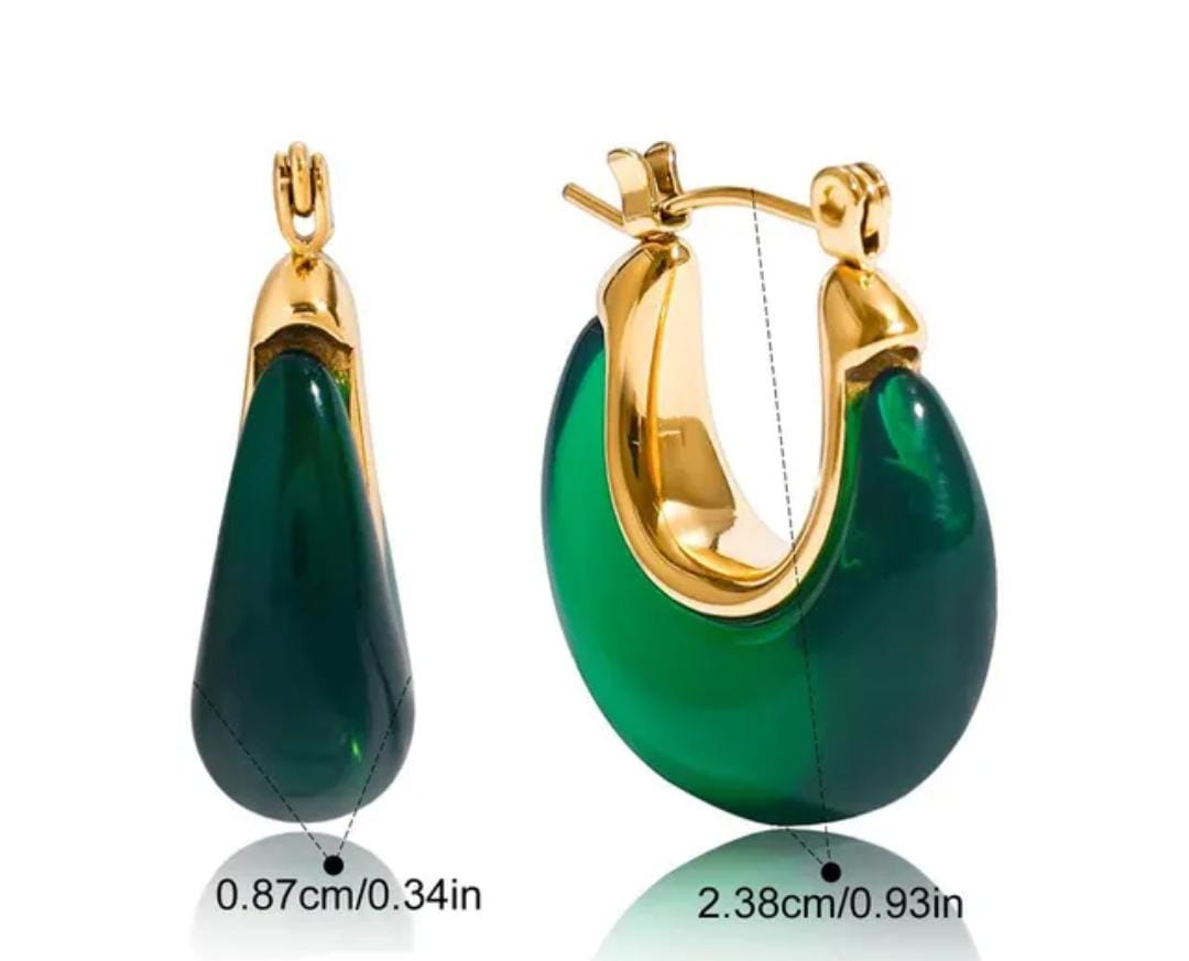 Green Hoop Earrings