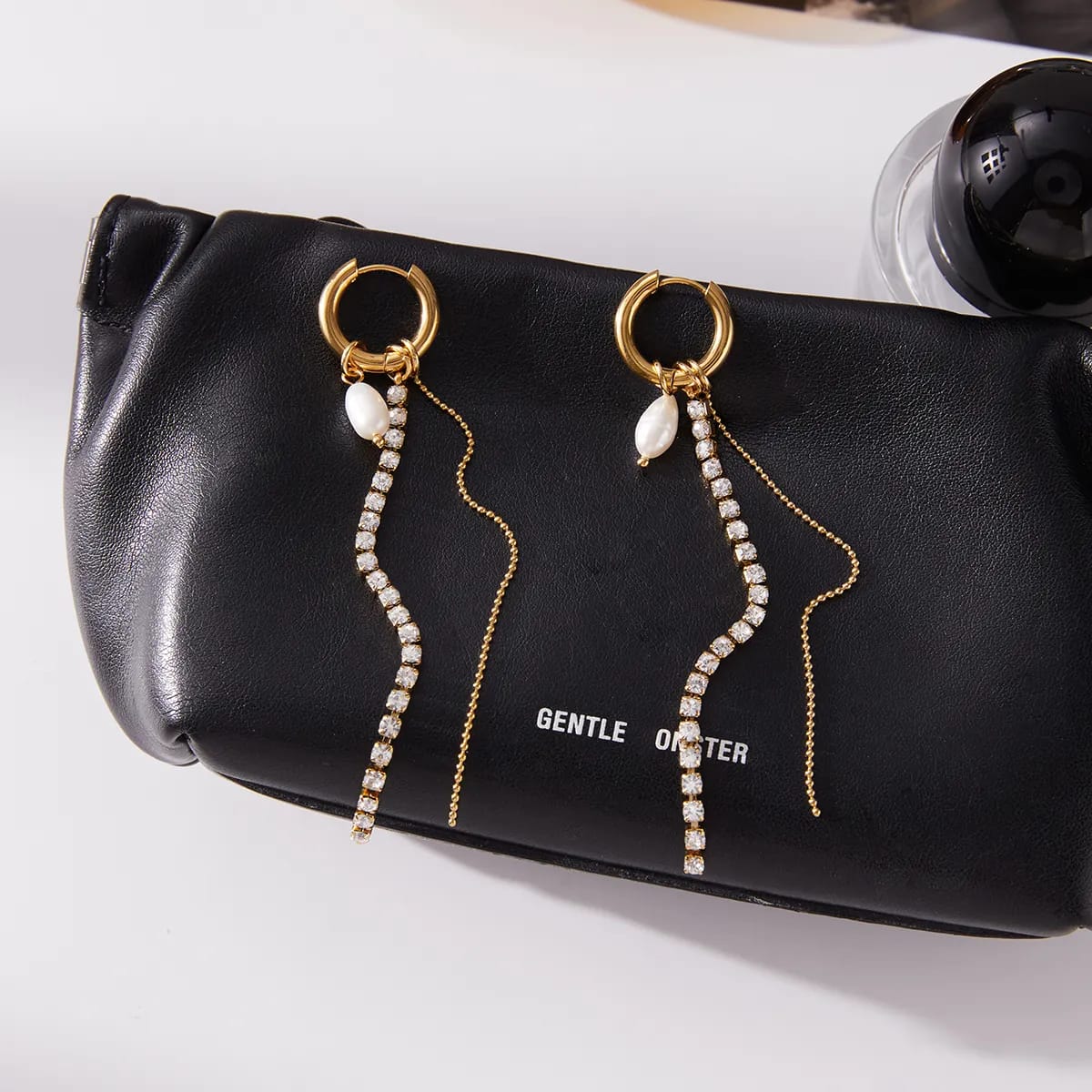 Tennis Pearl Hoop Earrings