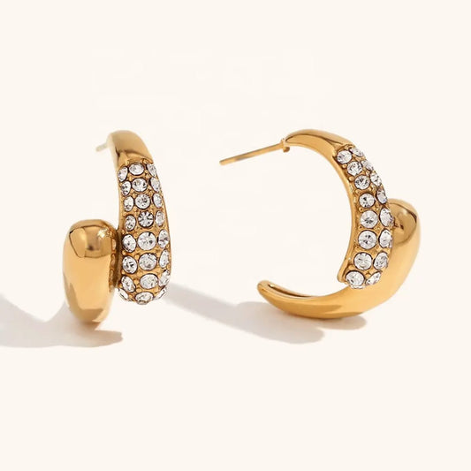 AD Studded Teardrop Hoop Earring