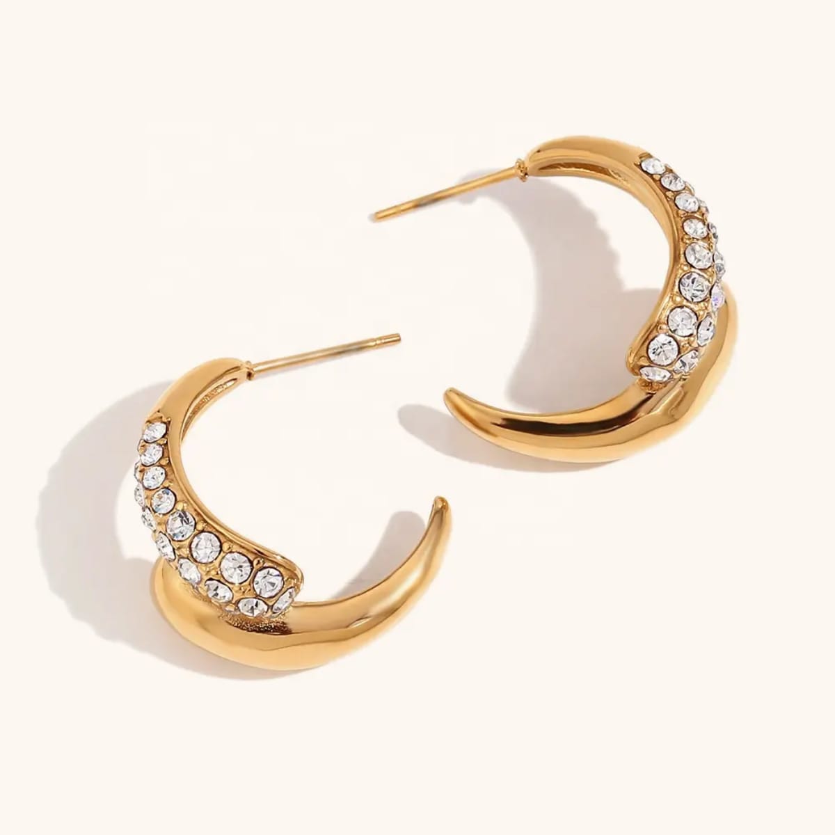 AD Studded Teardrop Hoop Earring