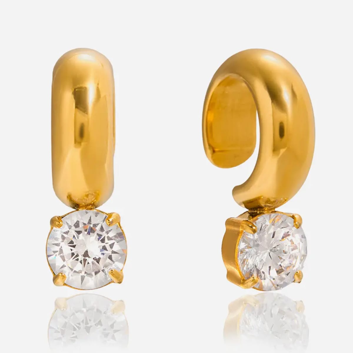 Gold Stone Cuffs Earring
