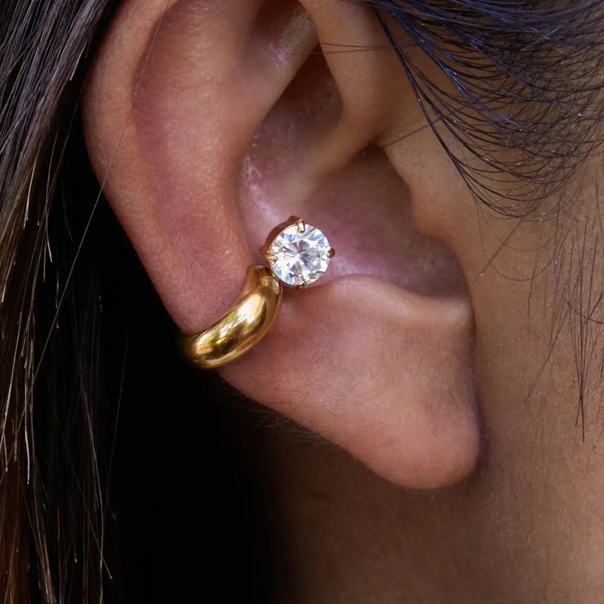 Gold Stone Cuffs Earring