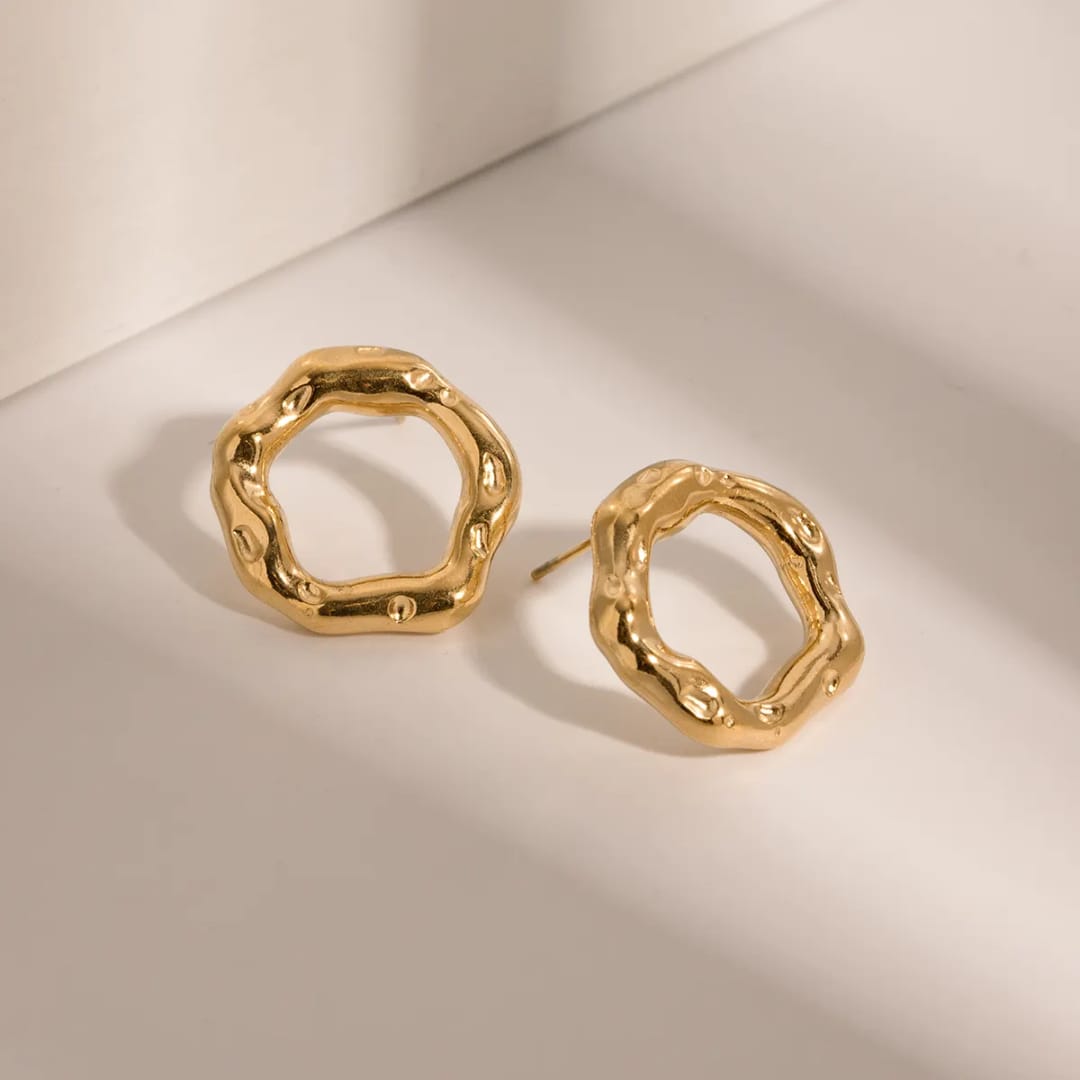 Gold Textured Studs Earring