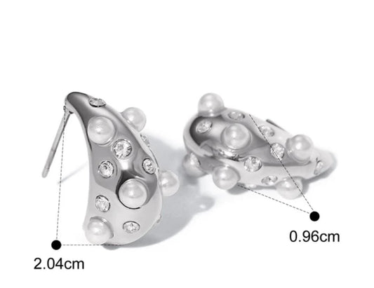 Silver Pearl Teardrop Earrings