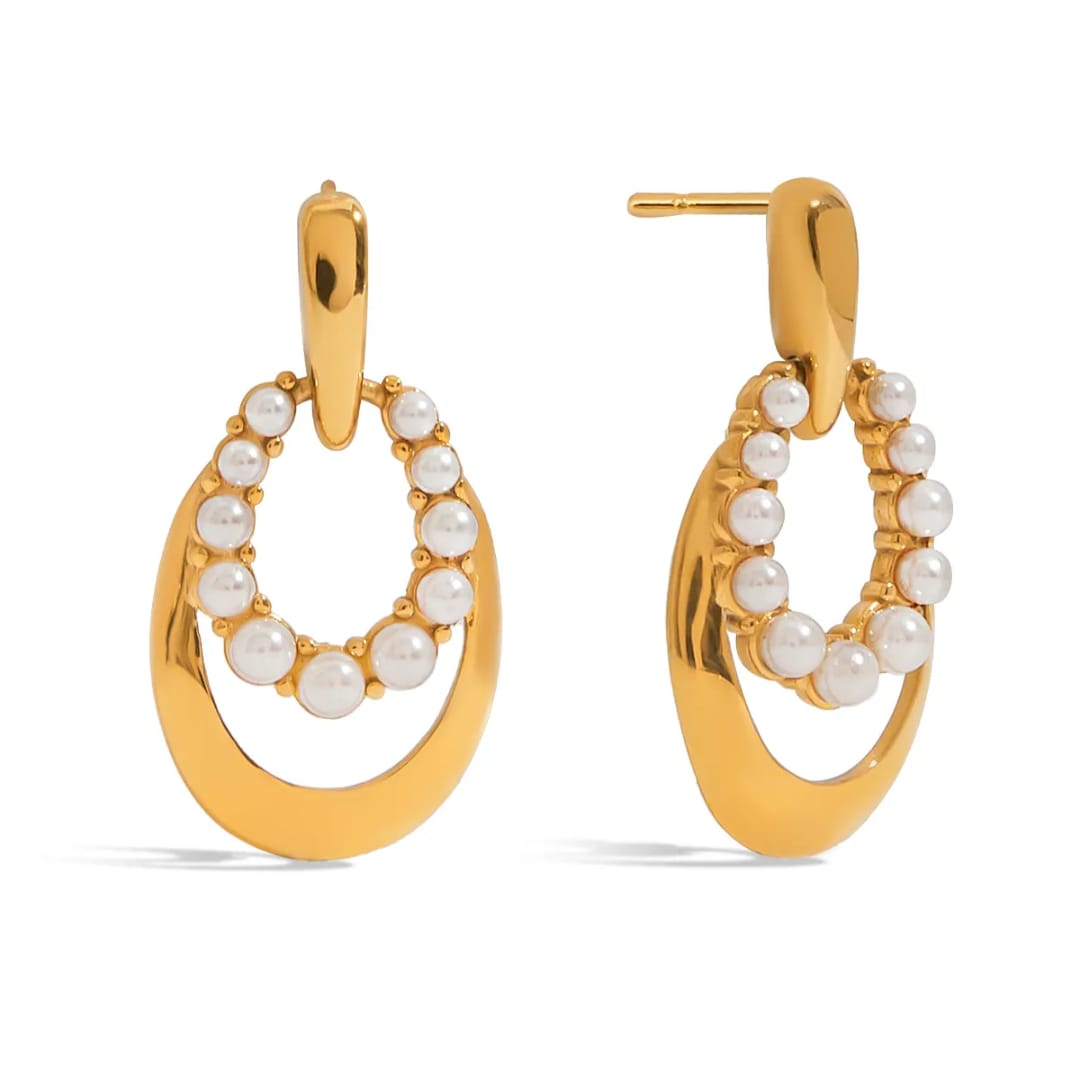 Gold Pearl Drop Earrings