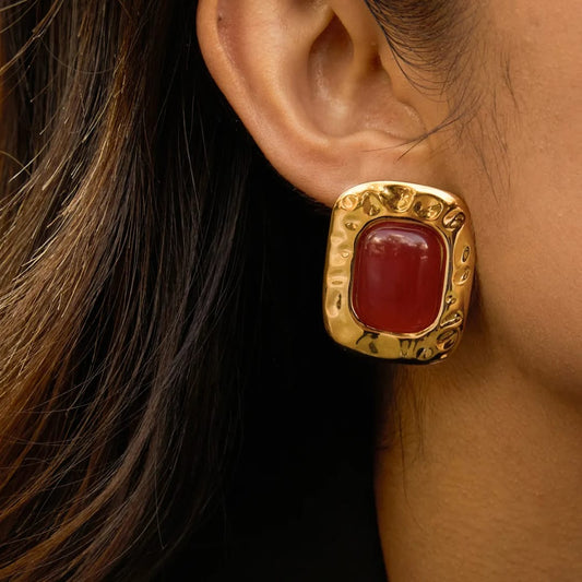 Rustic Orange Studs Earring