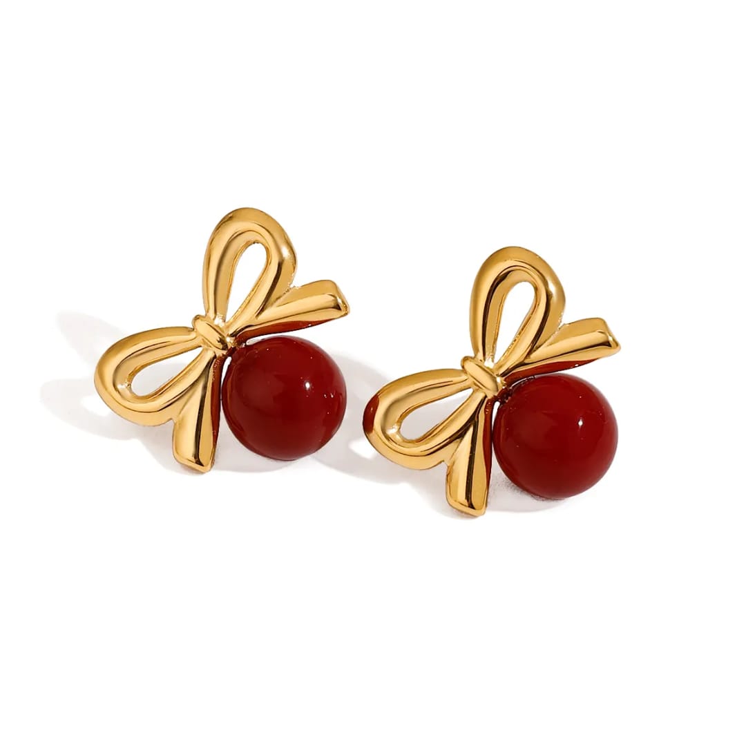 Red Bow Earrings