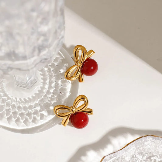 Red Bow Earrings