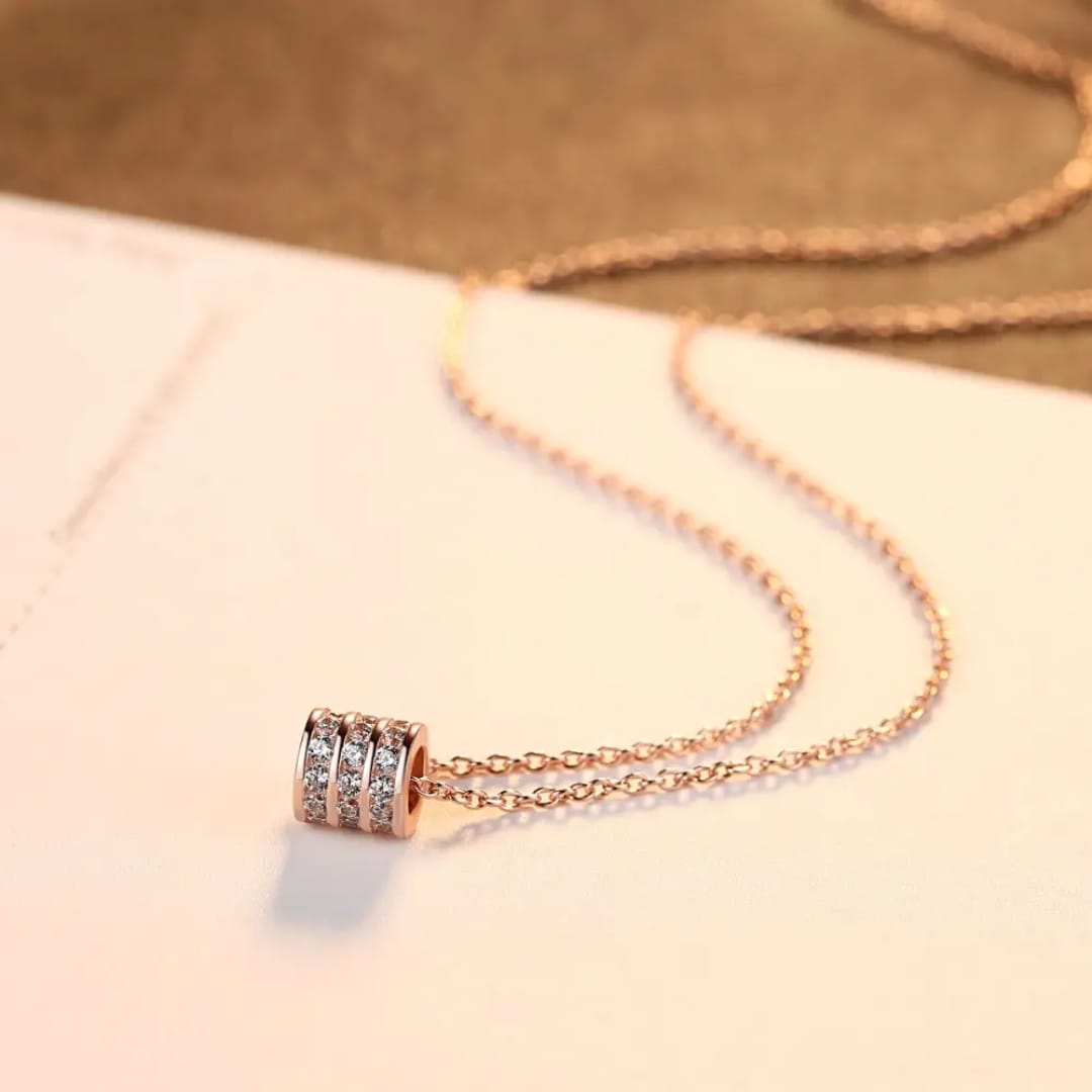 AD Studded Rose Gold Chain Necklace