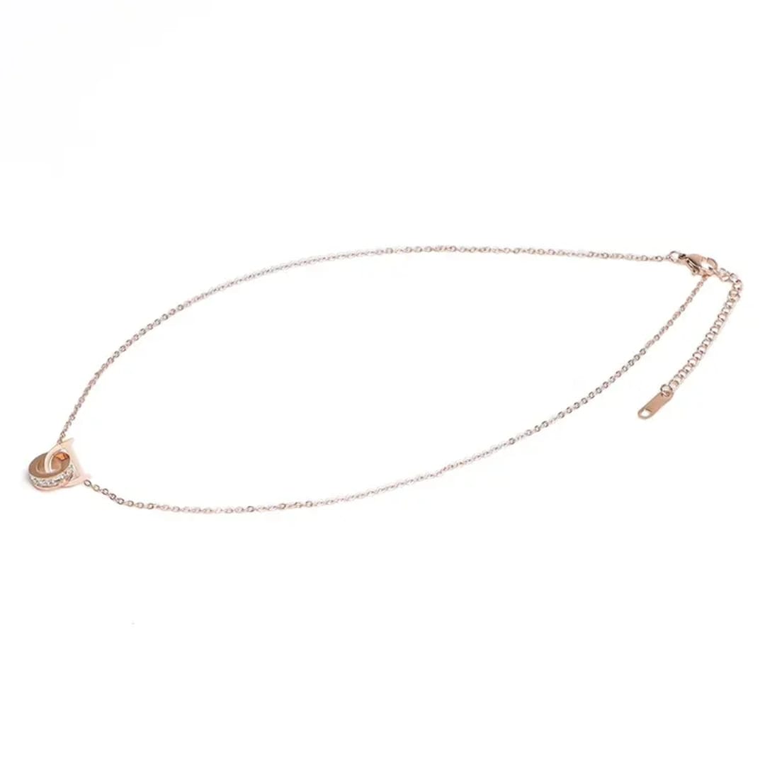 AD Studded Rose Gold Chain Necklace