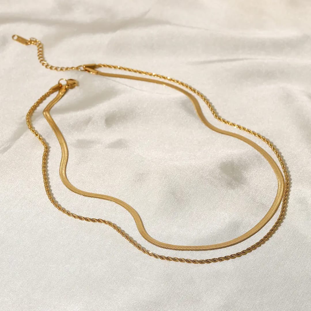 Double Layered Gold Chain Necklace