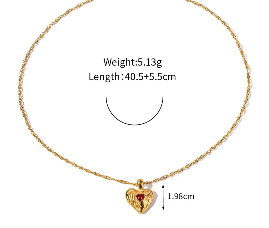 Red Stone Heart Necklace