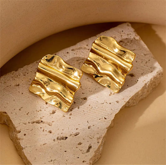 Gold Textured Studs Earring