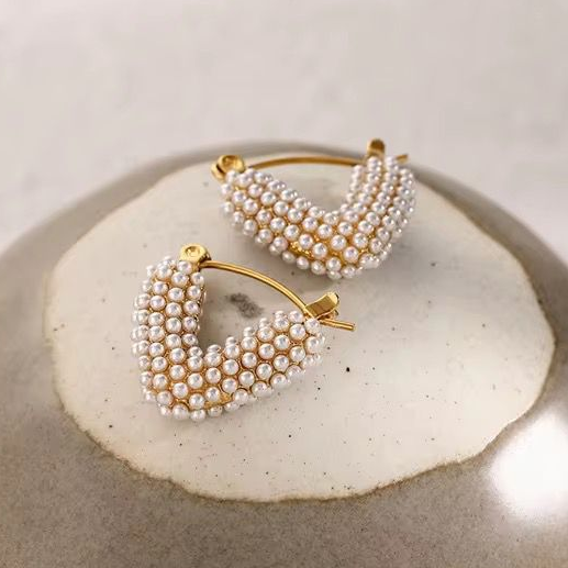 Pearl Heart Hoops Earring