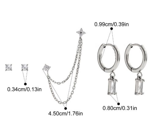 Set of 3 Studs Hoops Earring