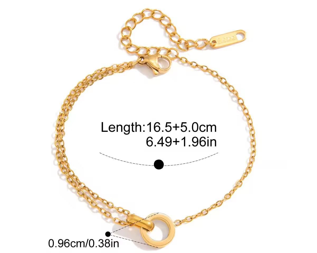 18k Gold Ring Chain Bracelet