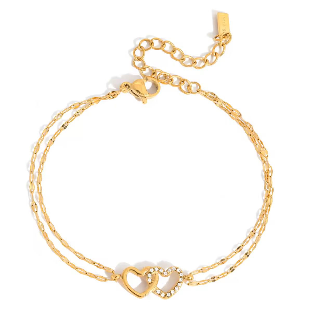 18k Gold Heart Chain Bracelet