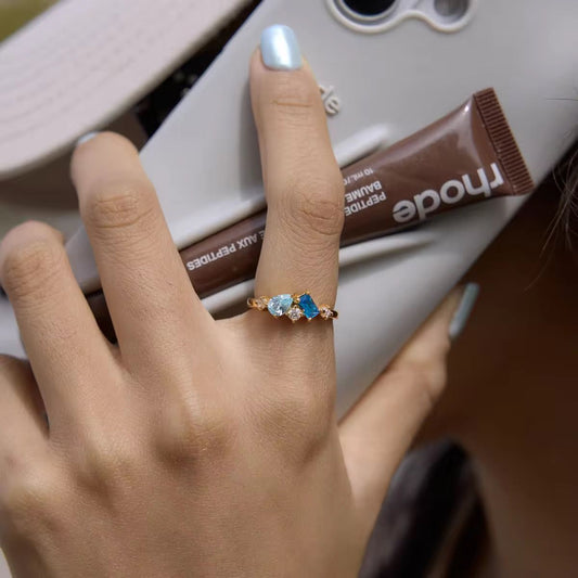 Aqua Blue Diamond Ring