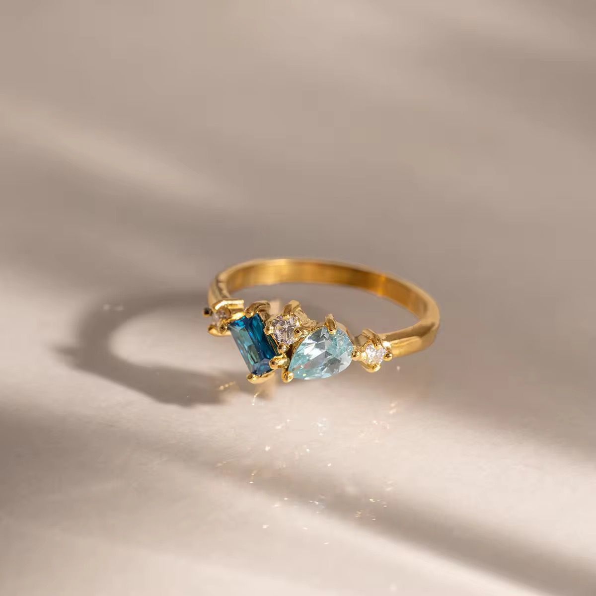 Aqua Blue Diamond Ring