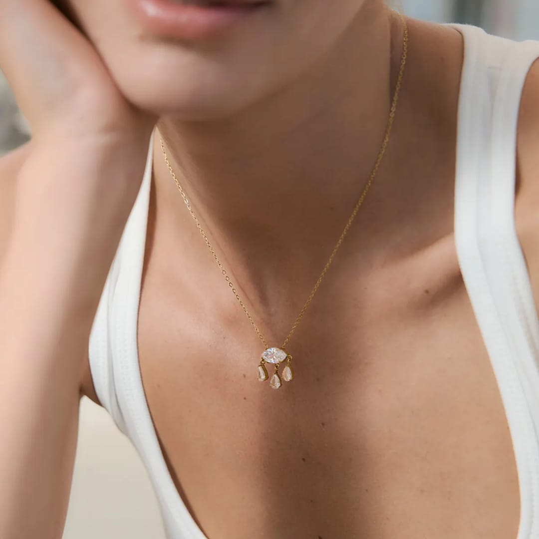 Stone Evil Eye Chain Necklace