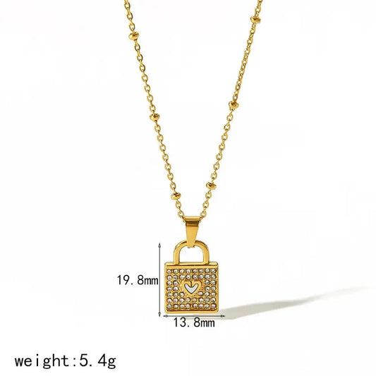 Love Lock Pendant Chain Necklace